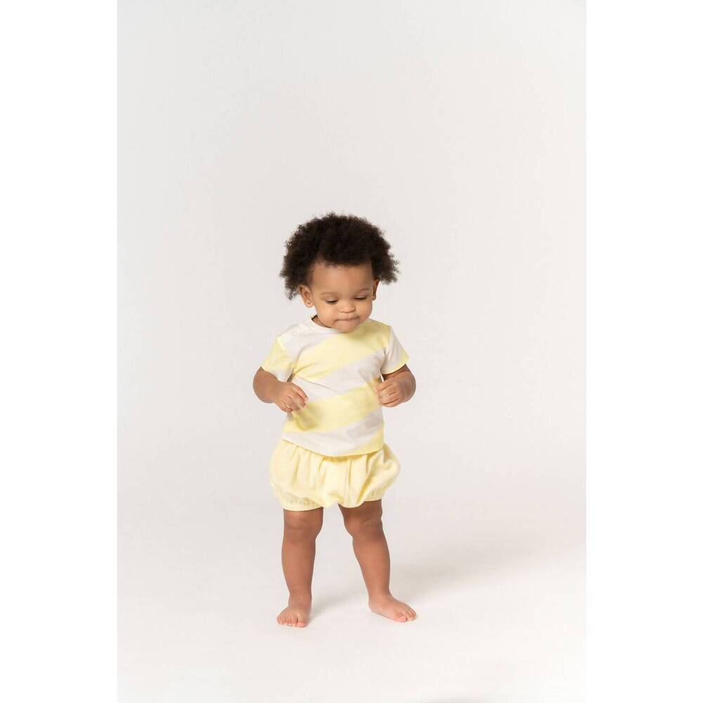 NEW OMAMIMINI baby boxy t-shirt with stripes in yellow